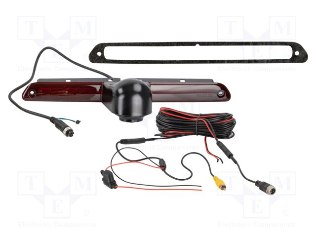 Rear view camera; 115°; black,red; 12VDC; Kit: camera; screw; IP68