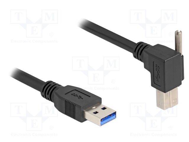 Cable; USB A plug,USB B angled plug; 1m; black; 26AWG,27AWG