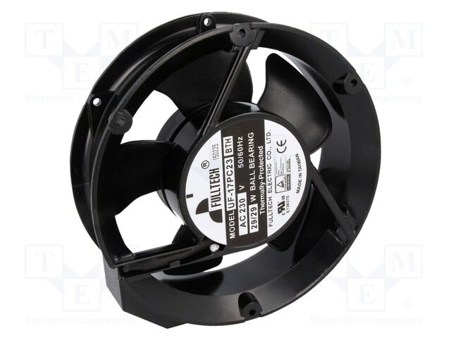 Fan: AC; axial; 230VAC; Ø172x51mm; 349m3/h; 50dBA; ball bearing