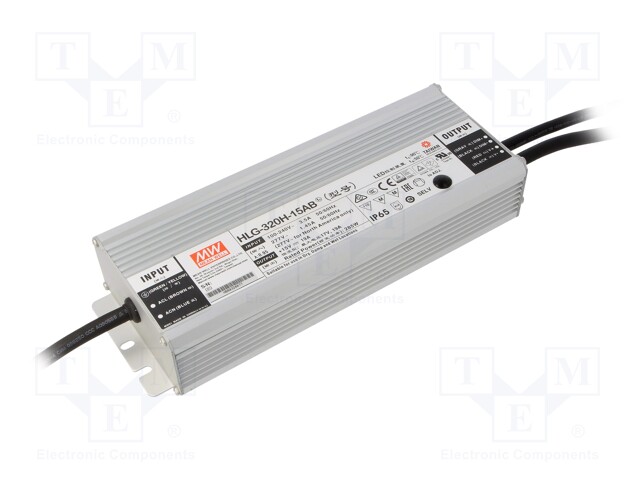 Power supply: switched-mode; LED; 285W; 15VDC; 13.5÷17VDC; 9.5÷19A