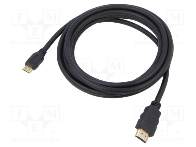 Cable; HDMI 2.1; HDMI plug,mini HDMI plug; PVC; Len: 3m; black