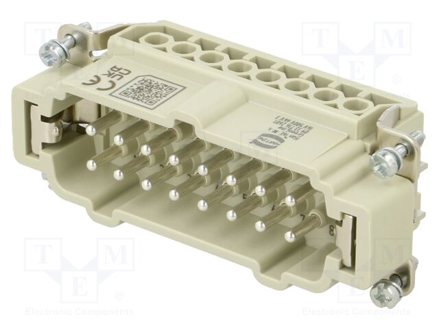 Connector: HDC; contact insert; male; 16A; 500V; Han E®; PIN: 16