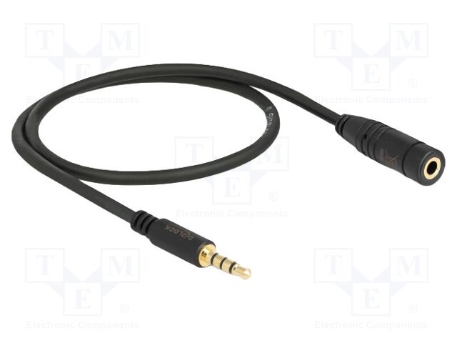 Cable; Jack 3.5mm 3pin socket,Jack 3,5mm 4pin plug; 0.5m; black