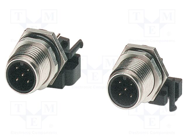 Connector: M12; socket; PIN: 5; male; 60V; angled; IP67; THT; A code