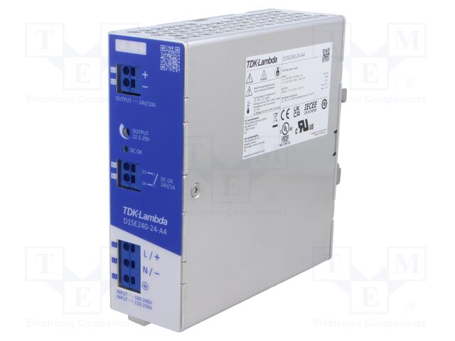 Power supply: switching; for DIN rail; 240W; 24VDC; 0÷10A; OUT: 1