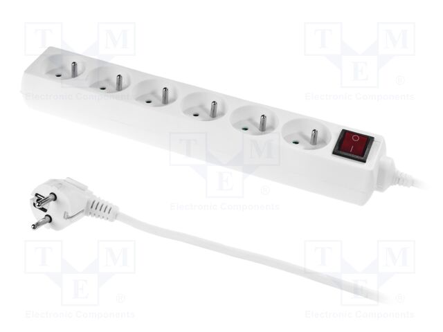 Mains; Schuko; Sockets: 6; CEE 7/5 (E) socket,CEE 7/7 (E/F) plug