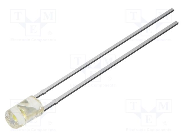 LED; white cold; 3mm; 600mcd; 100°; Front: flat; 2.7VDC; cylindrical