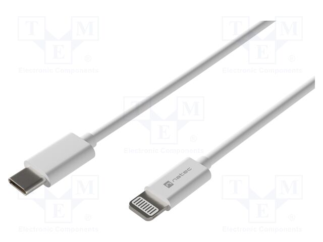 Cable; USB 2.0; Apple Lightning plug,USB C plug; 0.2m; white