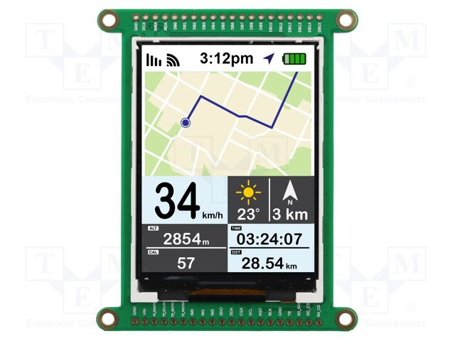 Display: TFT; 2.8"; 240x320; Illumin: LED; 69.03x85.2x6.72mm; RGB