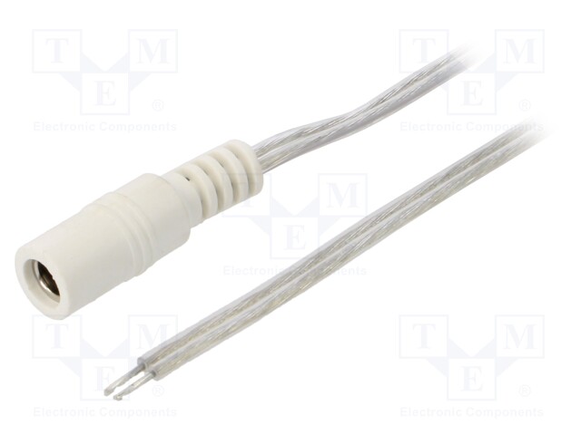 Cable; wires,DC 5,5/2,1 socket; straight; 0.5mm2; transparent; 3m