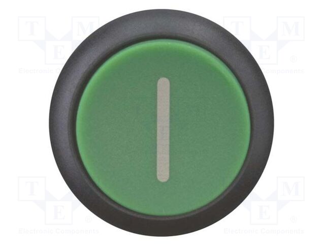 Switch: push-button; Stabl.pos: 1; 22mm; green; Illumin: none; IP67