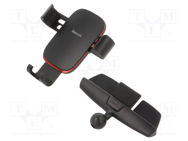 Car holder; black; mounted in CD slot; snapped-in