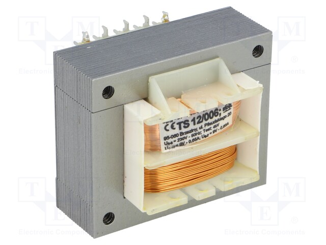 Transformer: mains; 12VA; 230VAC; 9V; 9V; 0.65A; 0.65A; IP00