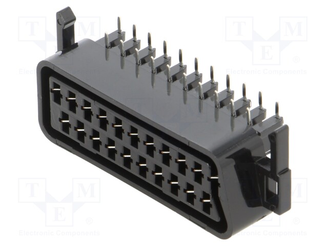 Connector: SCART; socket; female; angled 90°; THT