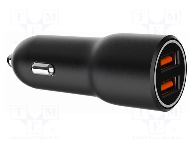 USB power supply; USB A socket x2; Sup.volt: 12÷24VDC; 36W; black