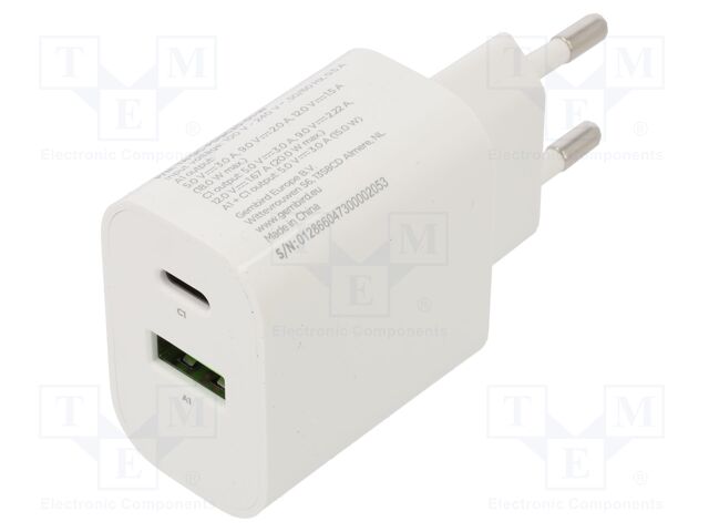 Power supply: switching; mains,plug-in; 5VDC,; 3.4A; 20W; white