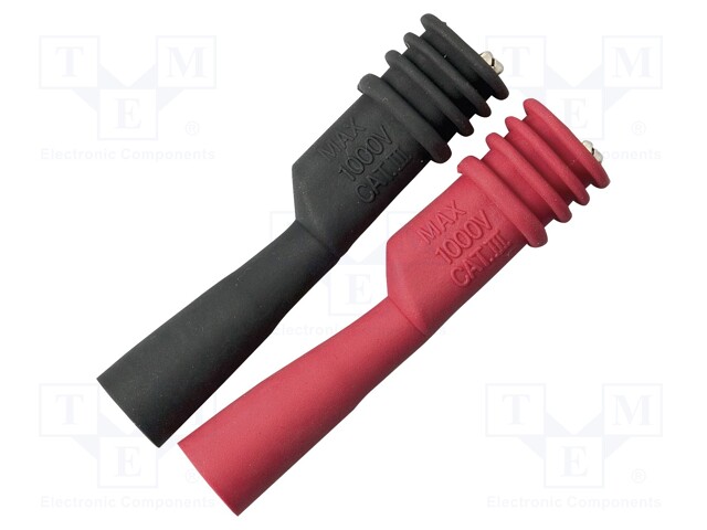 Crocodile clip; black,red; 4mm; Conform to: EN61010 1000VCAT III
