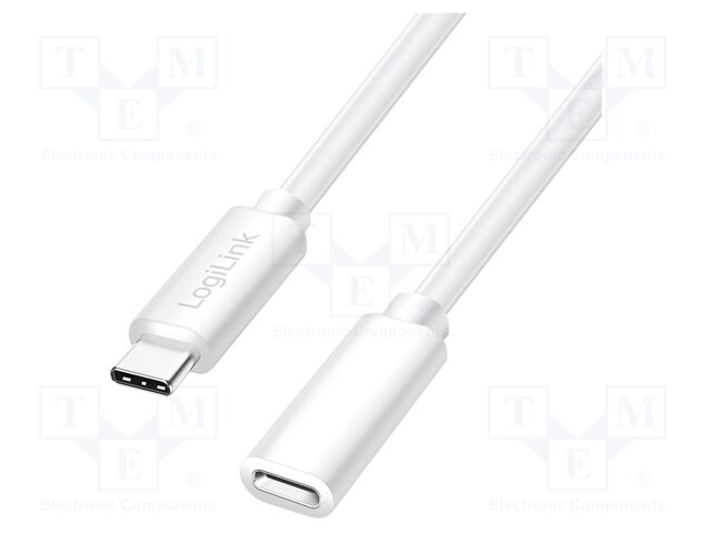 Cable; High Speed,USB 2.0; USB C socket,USB C plug; 2m; white