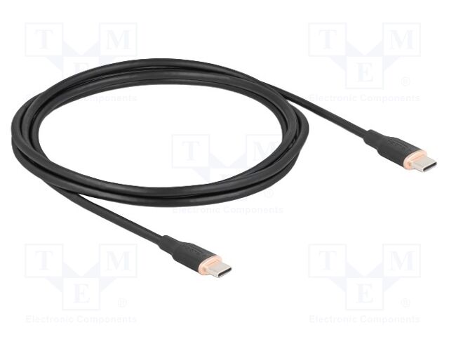 Cable; USB 2.0; USB C plug,both sides; gold-plated; 2.5m; black