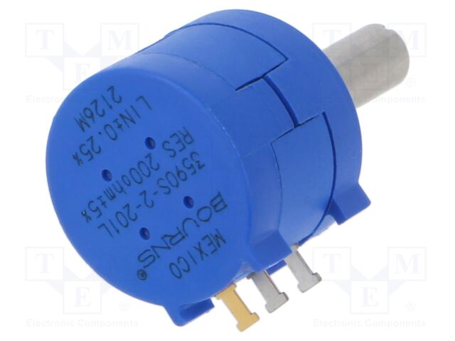 Potentiometer: shaft; multiturn; 200Ω; 2W; ±5%; 6.34mm; linear