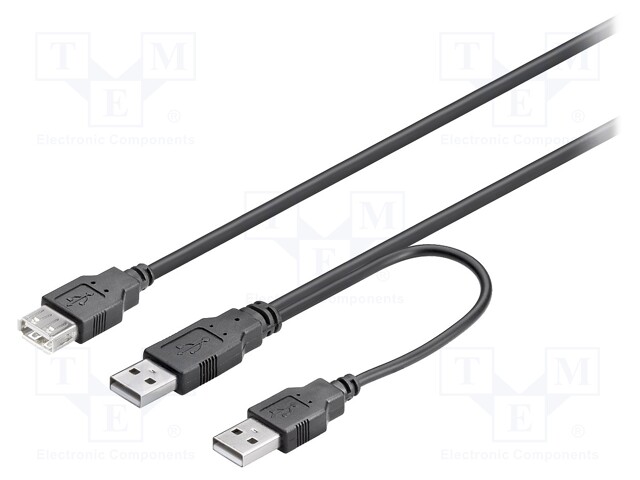 Cable; High Speed,USB 2.0; USB A socket,USB A plug x2; 0.3m