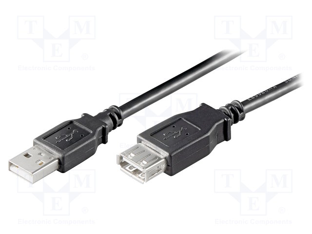 Cable; USB 2.0; USB A socket,USB A plug; 5m; black; Core: Cu
