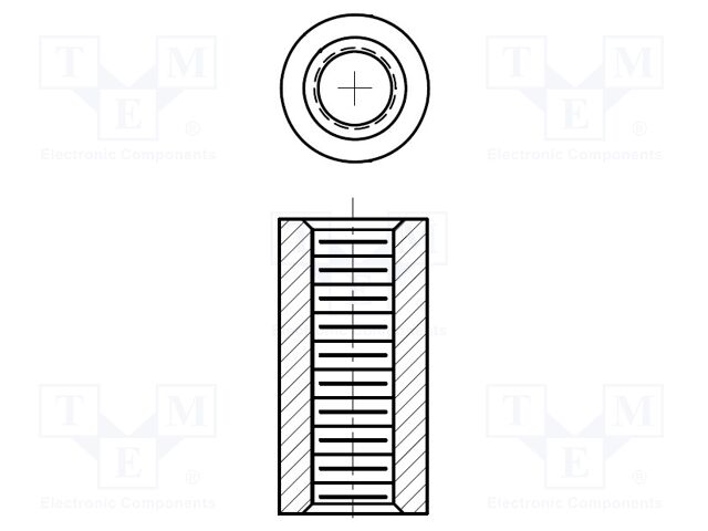 Screwed spacer sleeve; 38.1mm; Int.thread: UNC4-40; cylindrical