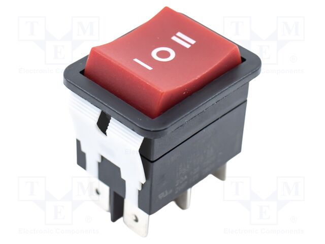 SWITCH, ROCKER, DPDT, 20A, 125V, RED