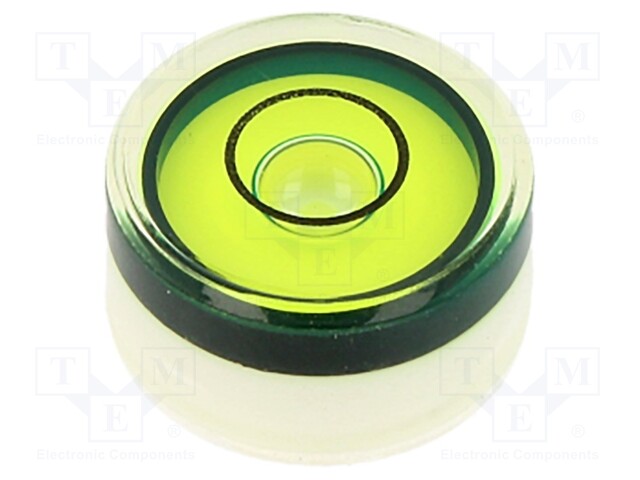 Spirit level; H: 8mm; Ømount.hole: 15mm; plastic; Body: white