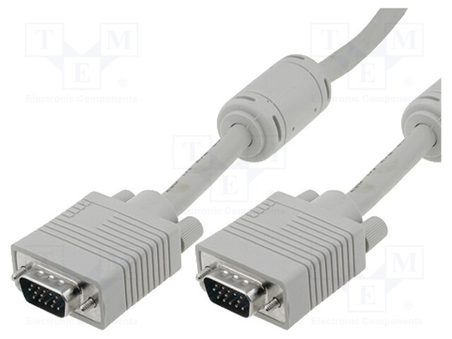 Cable; D-Sub 15pin HD plug,both sides; grey; 15m
