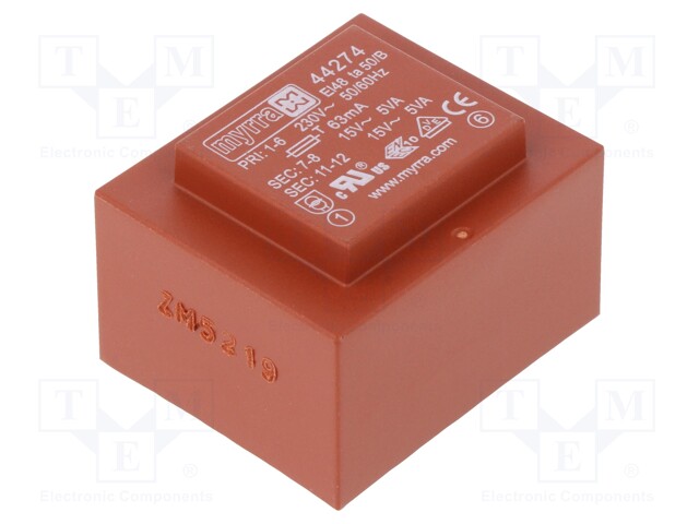 Transformer: encapsulated; 10VA; 230VAC; 15V; 15V; 333mA; 333mA
