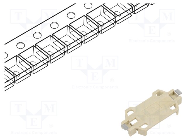 Socket; CR2430,DL2430; Batt.no: 1; horizontal,SMD; tape