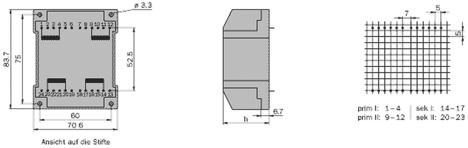 Transformer: encapsulated; 60VA; 115/115VAC; 23V; 23V; 1300mA