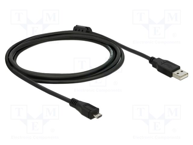 Cable; USB 2.0; USB A plug,USB B micro plug; 2m; black