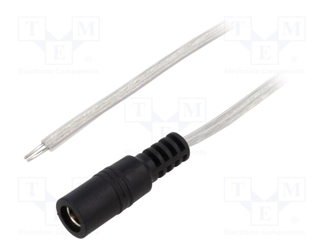 Cable; wires,DC 5,5/2,1 socket; straight; 0.5mm2; transparent