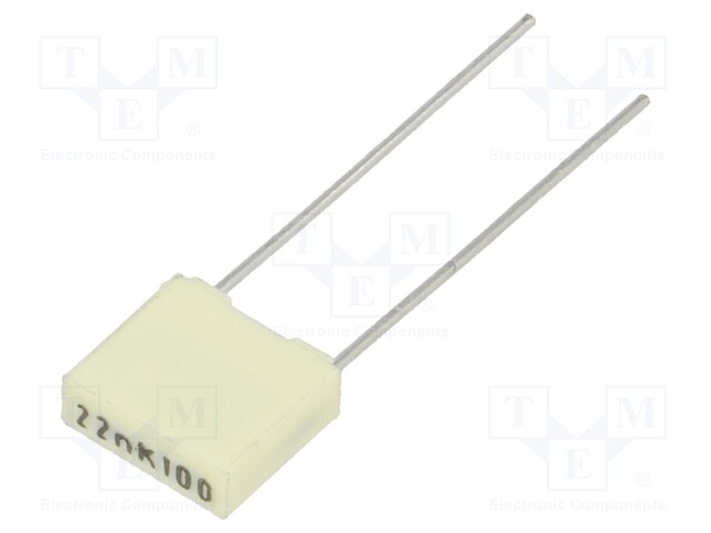 Capacitor: polyester; 22nF; 63VAC; 100VDC; Pitch: 5mm; ±10%