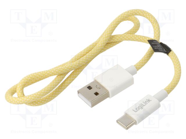 Cable; USB 2.0; USB A plug,USB C plug; 500mm; yellow; 480Mbps
