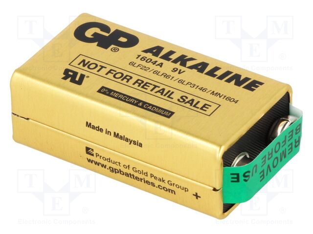 Battery: alkaline; 9V; 6F22; Ultra; 48.5x26.5x17.5mm