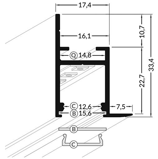 Profiles for LED modules; white; recessed; white; L: 2m; aluminium