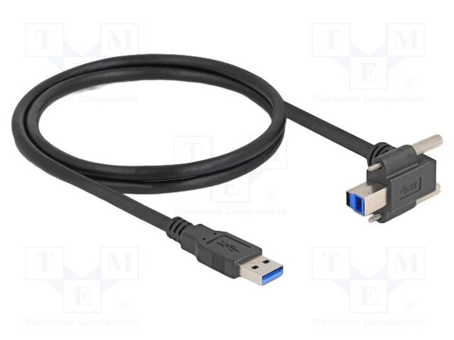 Cable; USB A plug,USB B angled plug; 1m; black; 26AWG,27AWG