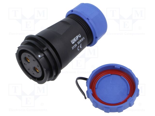 Plug; SY29; female; PIN: 8(2+6); IP67; 5A,60A; soldering; for cable