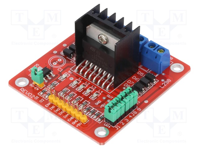 Stepper motor controller; L298N; 2A; Uin mot: 5÷35V; Uin log: 5V