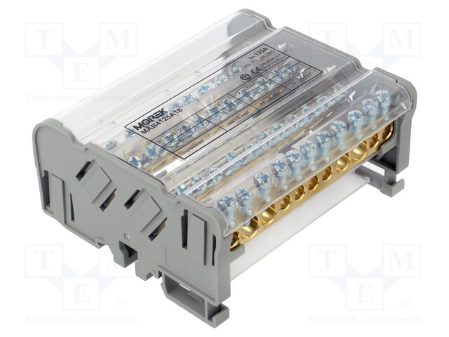 Splice terminal: distribution block; ways: 4; terminals: 44; grey