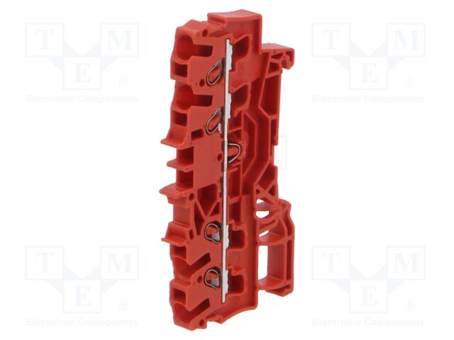 Splice terminal: rail; for DIN rail mounting; spring clamp; red