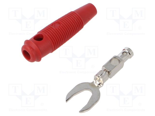 Connector: fork terminals; plug; 60VDC; red; Overall len: 59mm