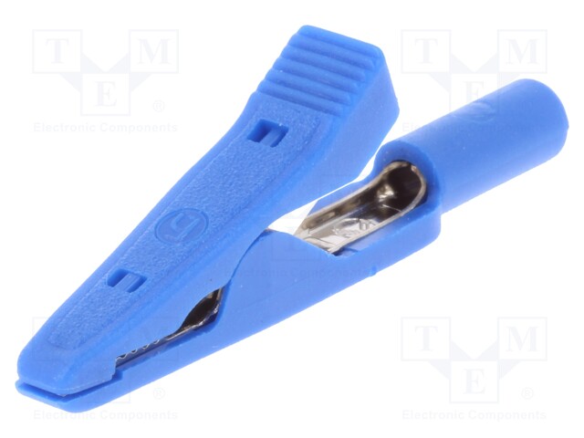 Crocodile clip; 15A; 60VDC; blue; Grip capac: max.4mm