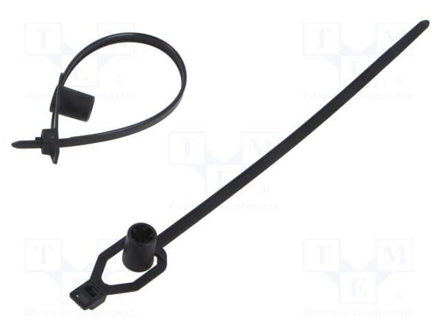 Cable tie; with fixing lugs; L: 190mm; W: 4.6mm; black; polyamide