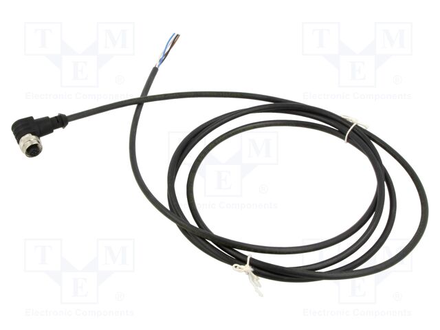Connection lead; M12; PIN: 4; angled; 2m; plug; 4A; -40÷90°C; IP67