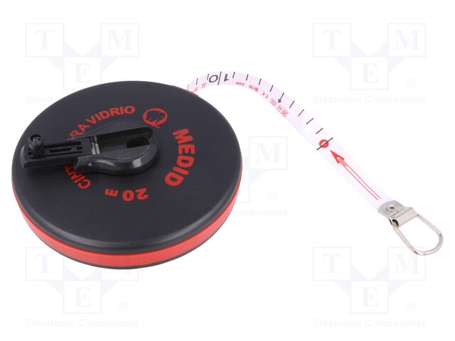 Measuring tape; L: 20m; Width: 15mm; Enclos.mat: ABS