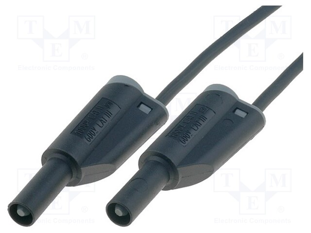 Test lead; 2m; black; 25A; Cond.cross sec: 1.5mm2